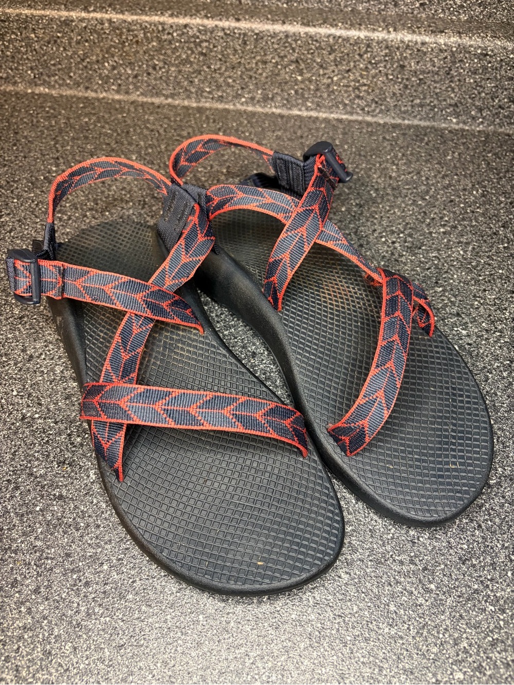 Chaco Black Sandals with Red Accent Webbing